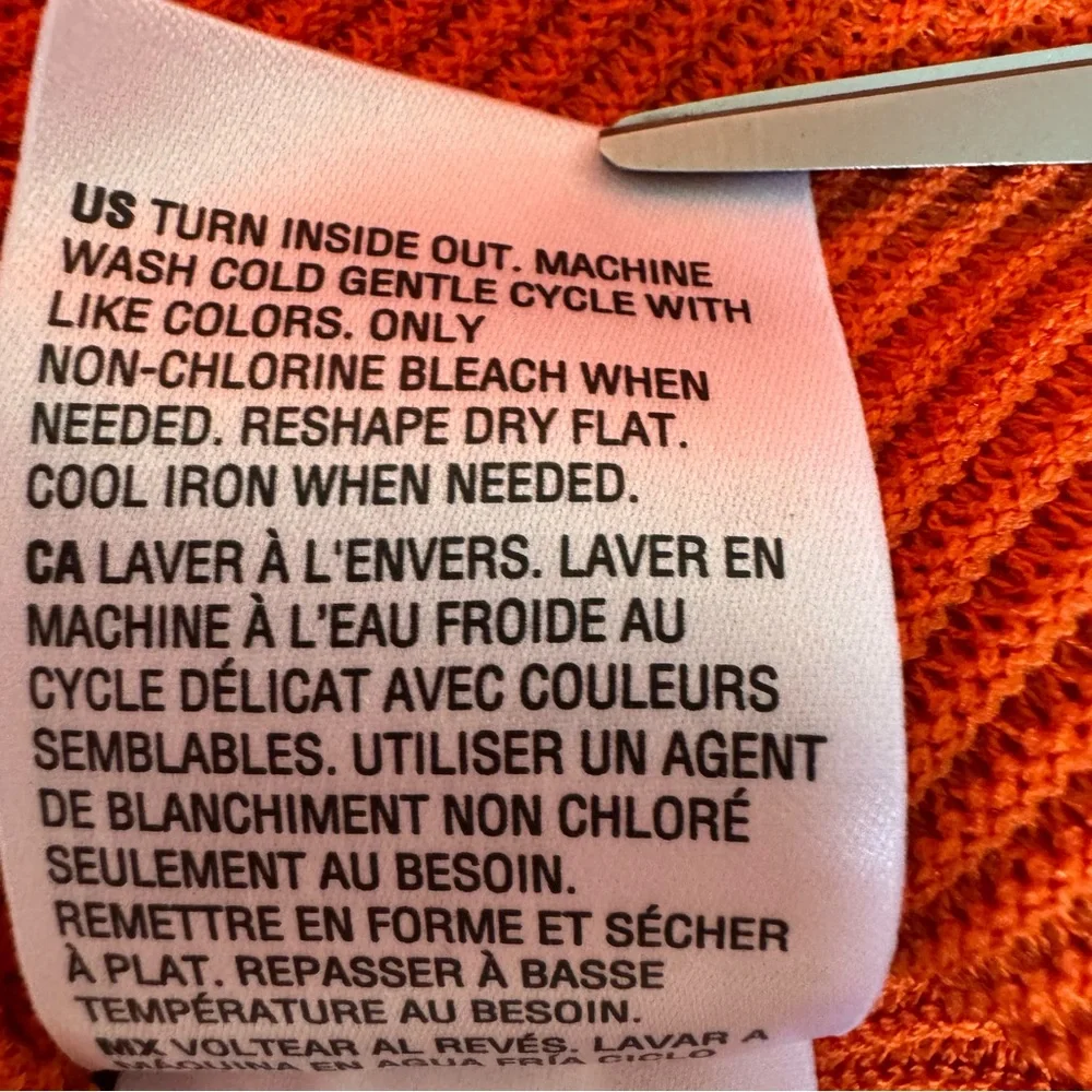 INC International Orange Sleeveless Ribbed Polo Sweater Top Size Medium NWT